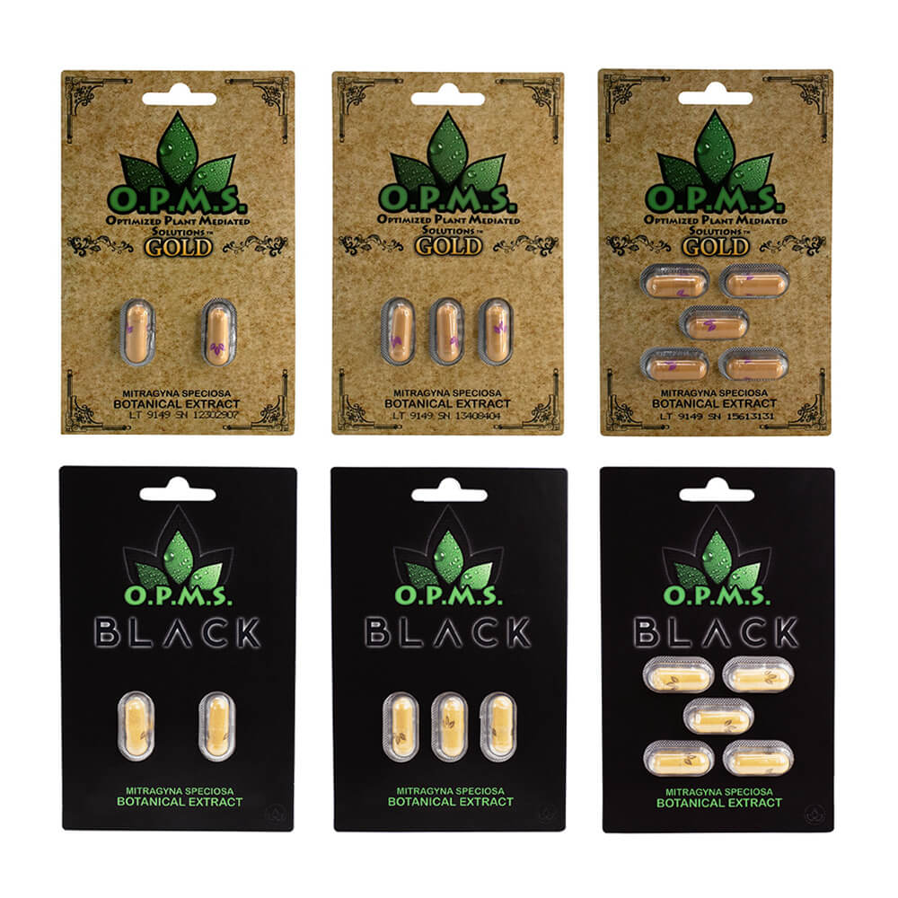 OPMS Kratom - Black/Gold Series Capsules - 10-Pack