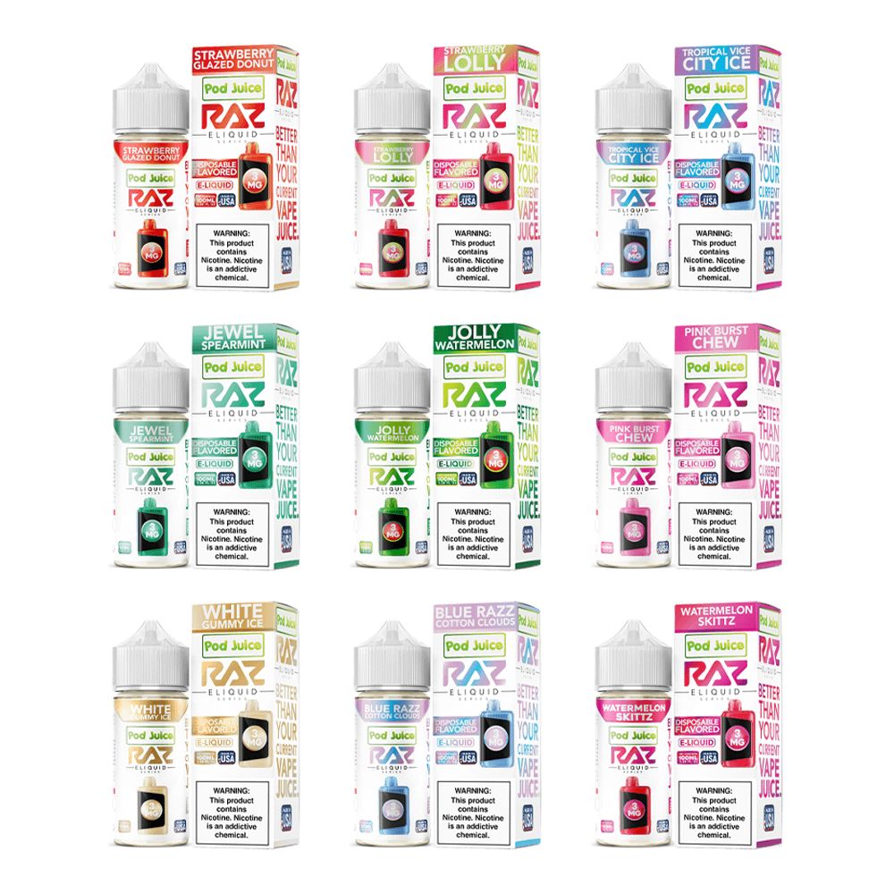Pod Juice plus RAZ Disposables Collab E-Liquid 100mL - Freebase - MOQ 5