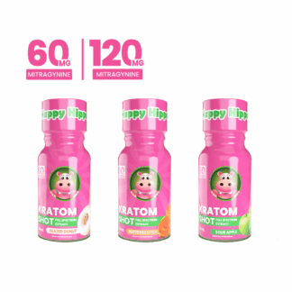 Happy Hippo Kratom Extract Liquid Shots 60-120mg 59mL Bottle - 12pc Display
