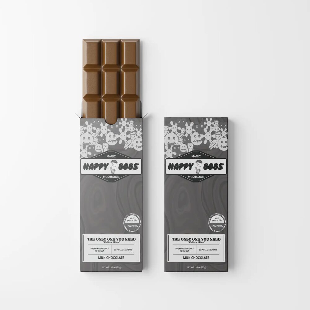 Happy Bobs - Shroom- Chocolate- 5000mg 1ct Bar Magic Mushroom