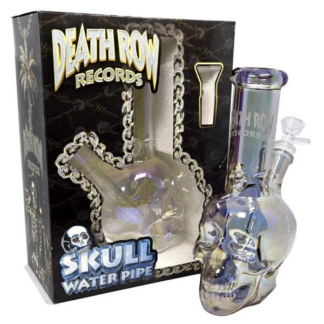 Death Row Records (Water Pipe) DRWP0005 8" Metallic Skull with 14mm Bowl