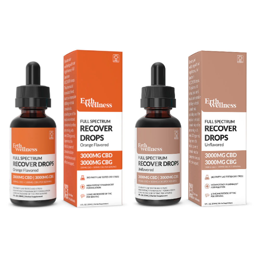 ERTH (CBD)(Tincture)(3000mg 30mL) Full Spectrum High Potency CBD + CBG Recovery Drops