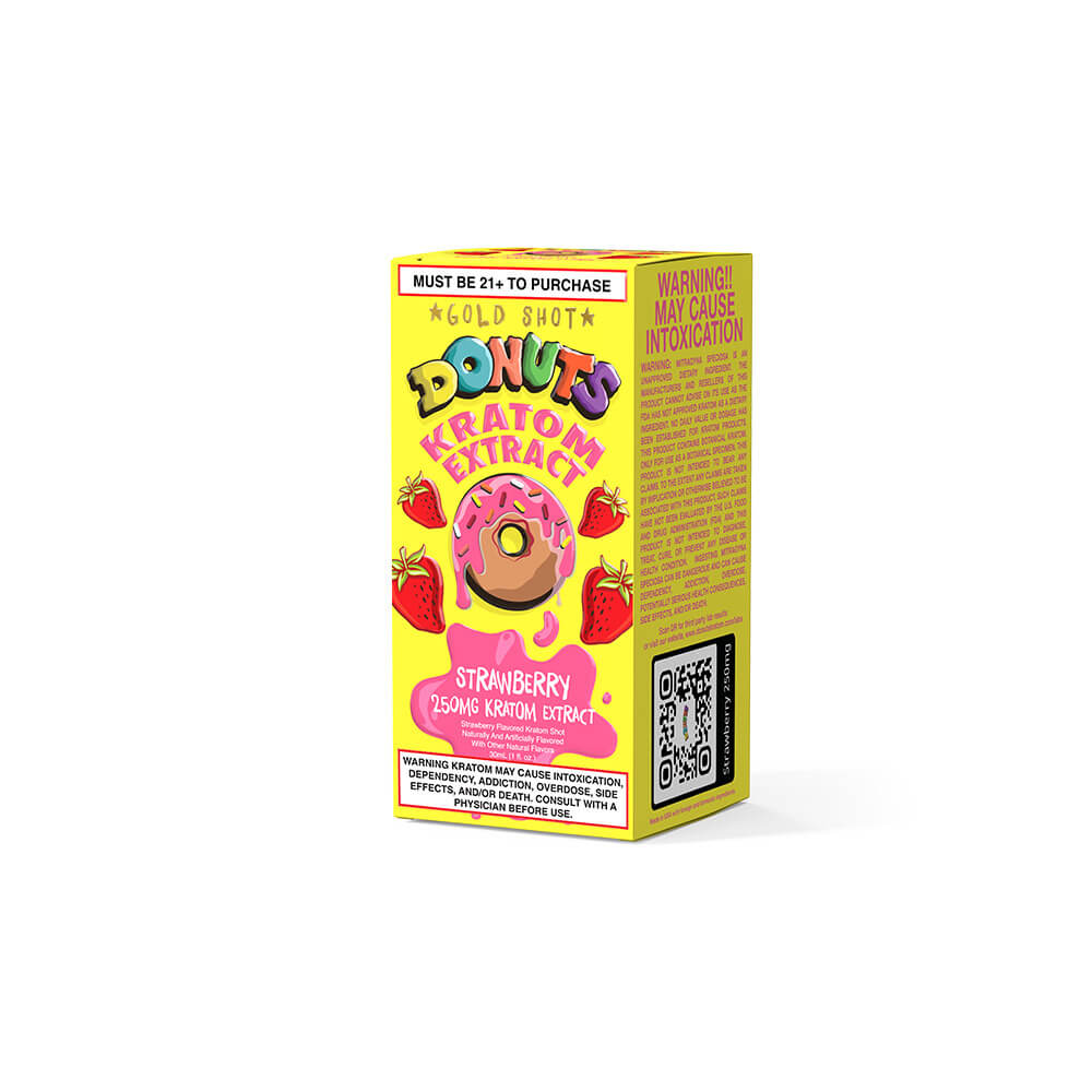 Donuts Gold Extracts Liquid Kratom Shots 250mg 30mL Bottle - 12pc Display - Image 3