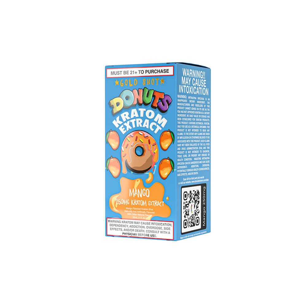 Donuts Gold Extracts Liquid Kratom Shots 250mg 30mL Bottle - 12pc Display - Image 4