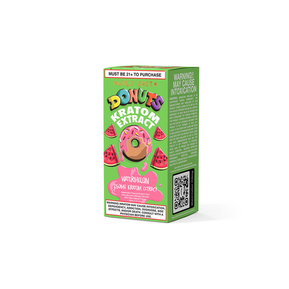 Donuts Gold Extracts Liquid Kratom Shots 250mg 30mL Bottle - 12pc Display - Image 6