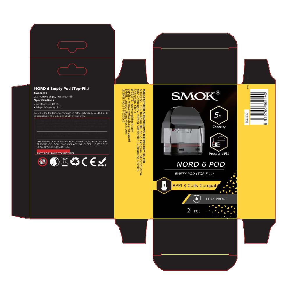 SMOK Nord 6 (Pods)(2-Pack) 5mL Top-Fill